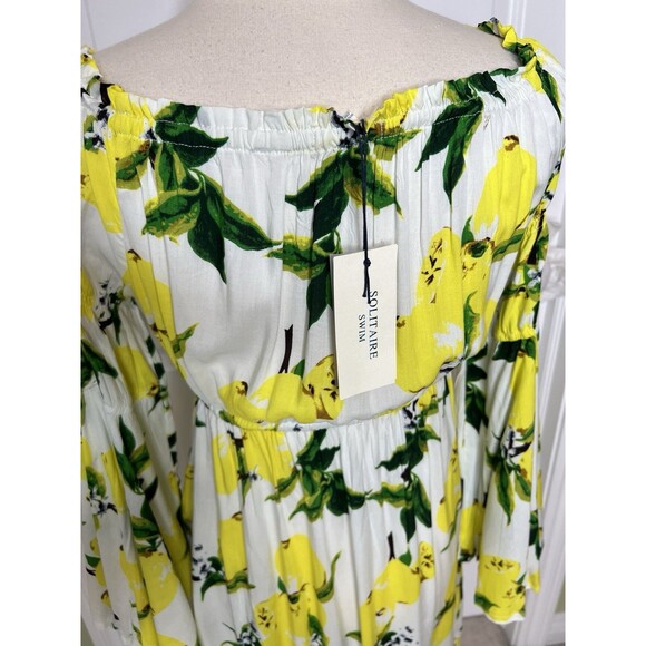 Lemon Drawstring Bathing Suit Coverup Dress Solitaire Swim Women’s L Cruise New - Picture 6 of 11